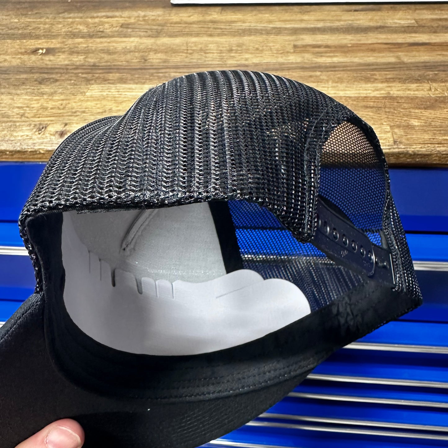 Black Flat Bill Stitched Logo