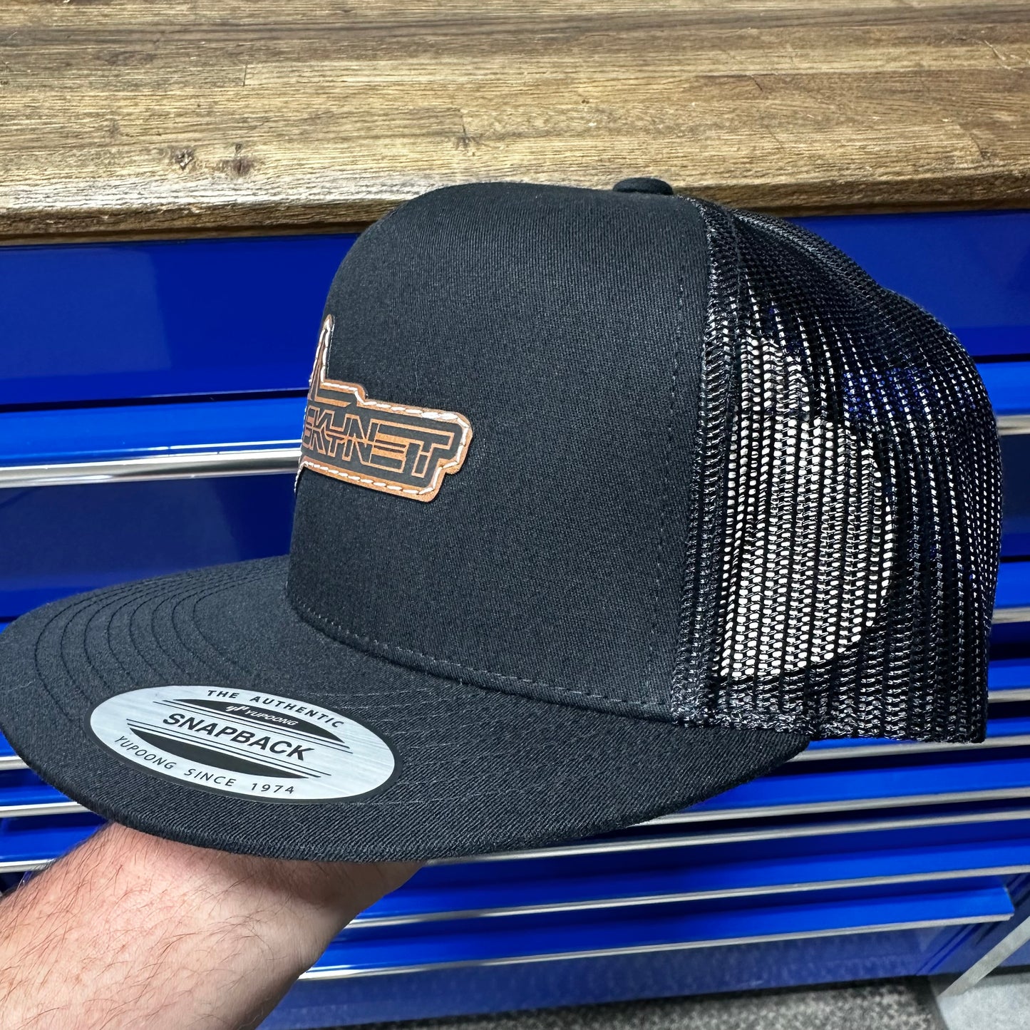 Black Flat Bill Stitched Logo