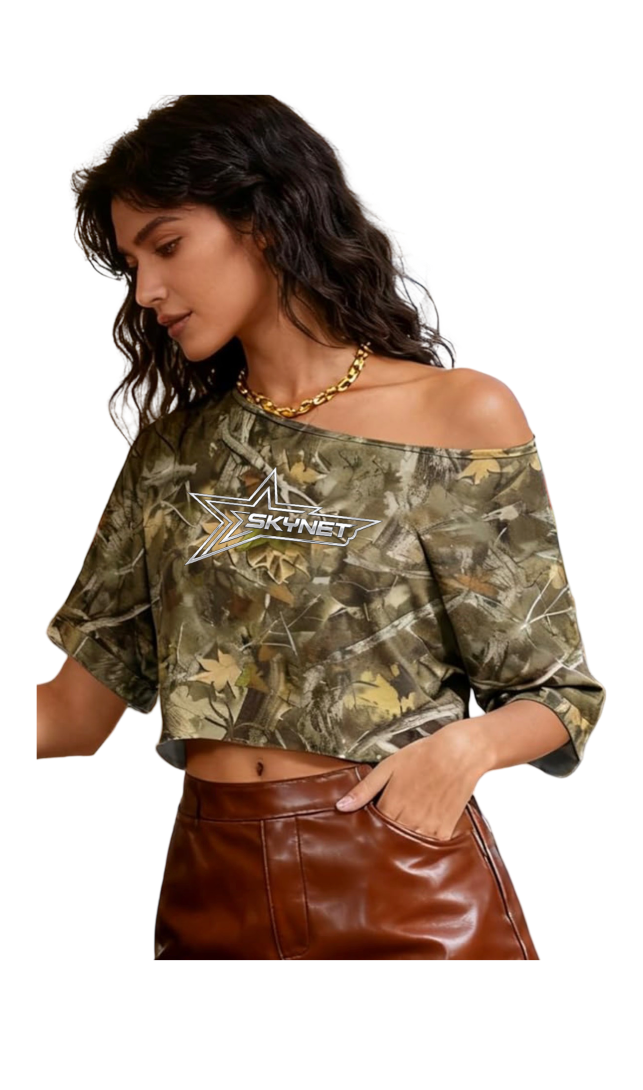 Women’s CROPPED off shoulder “Light” breathable shirt