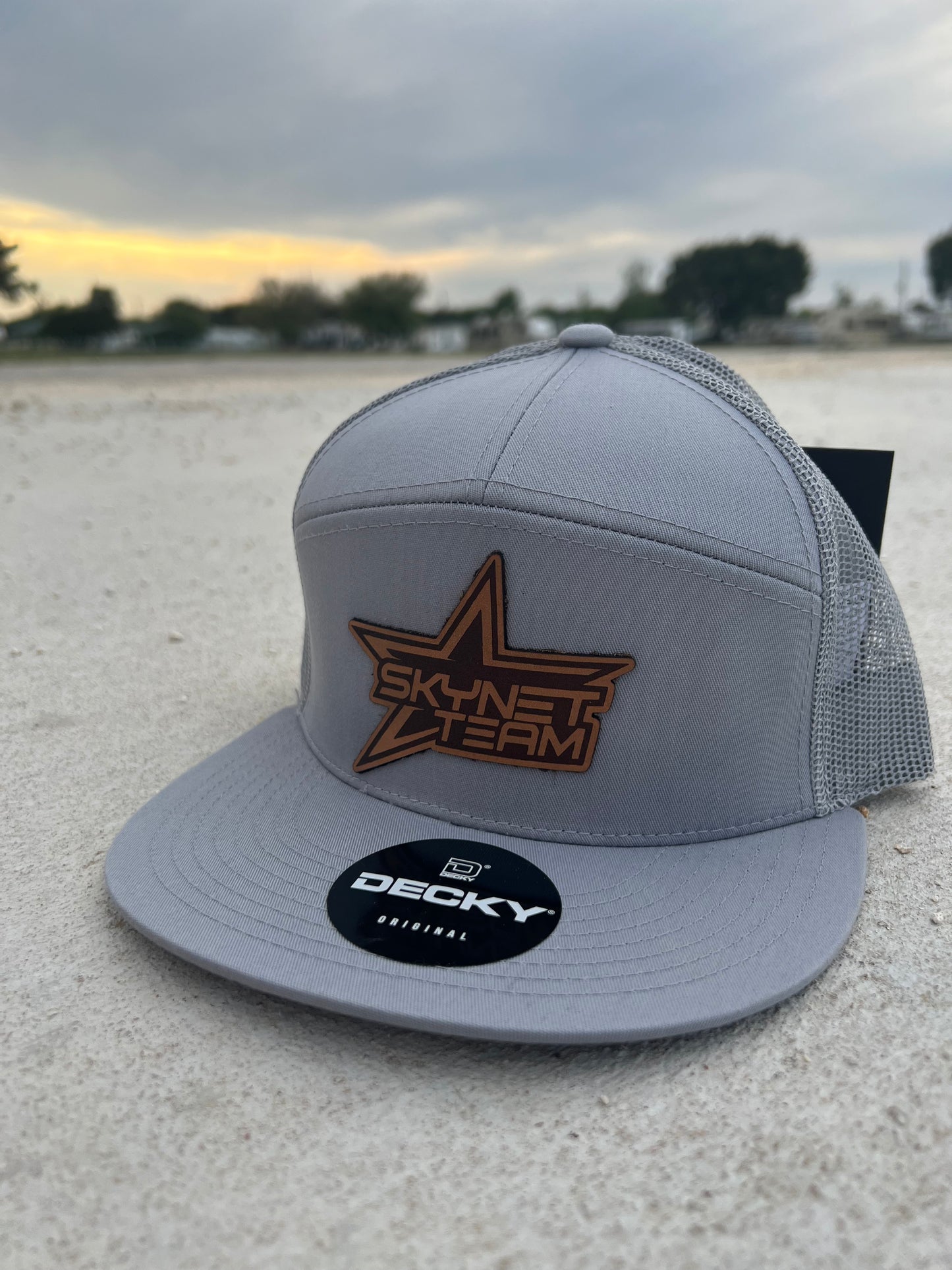 Gray Flat Bill Tan Logo