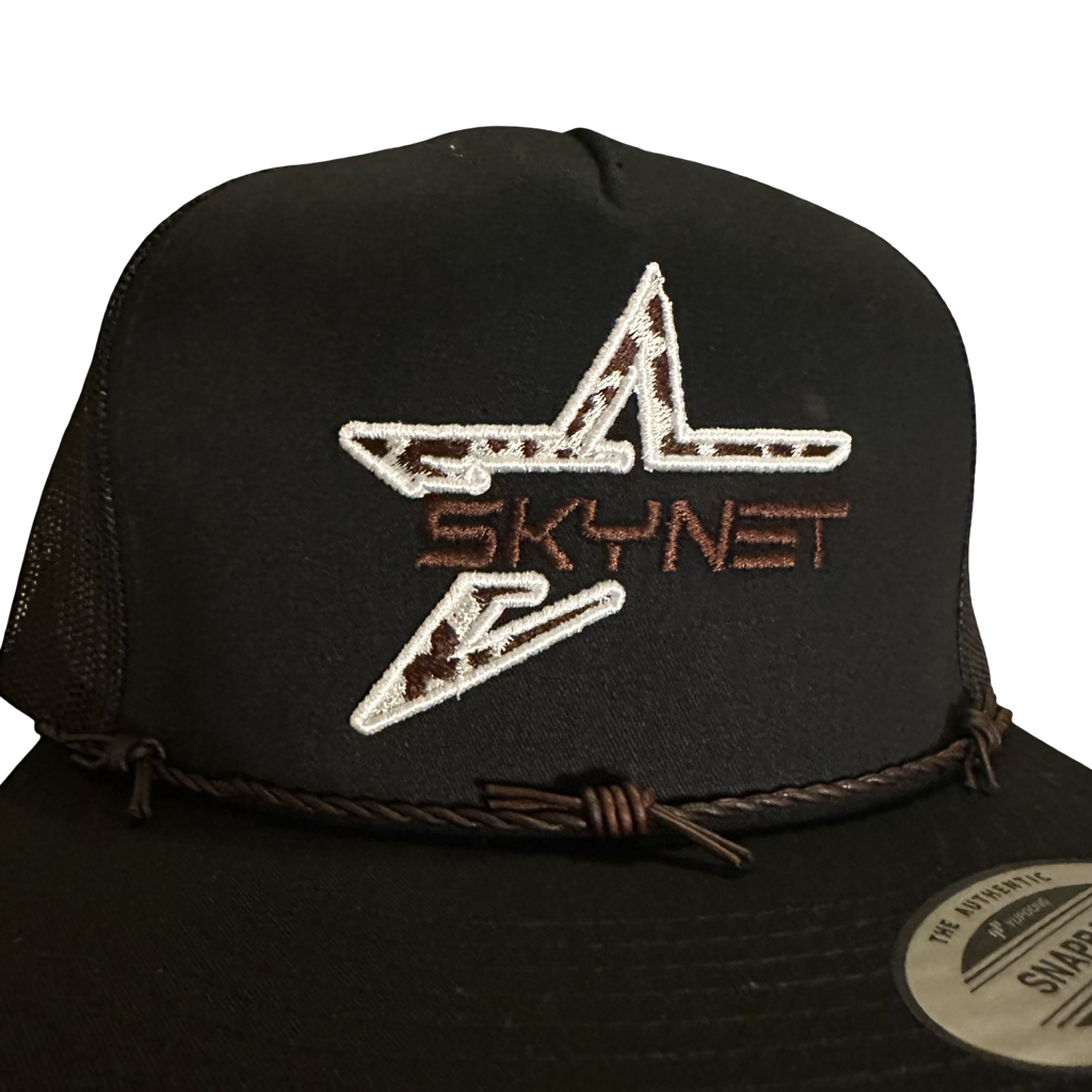 Cow print black, barbed wire