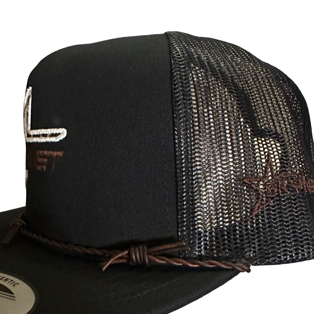 Cow print black, barbed wire