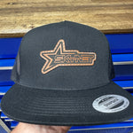 Black Flat Bill Stitched Logo