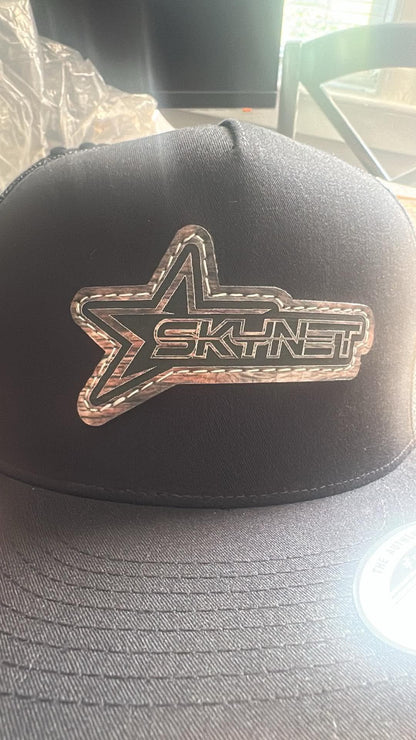 Black Flat Bill Stitched Logo