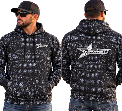Teal Aztek & Black Croc Hoodie