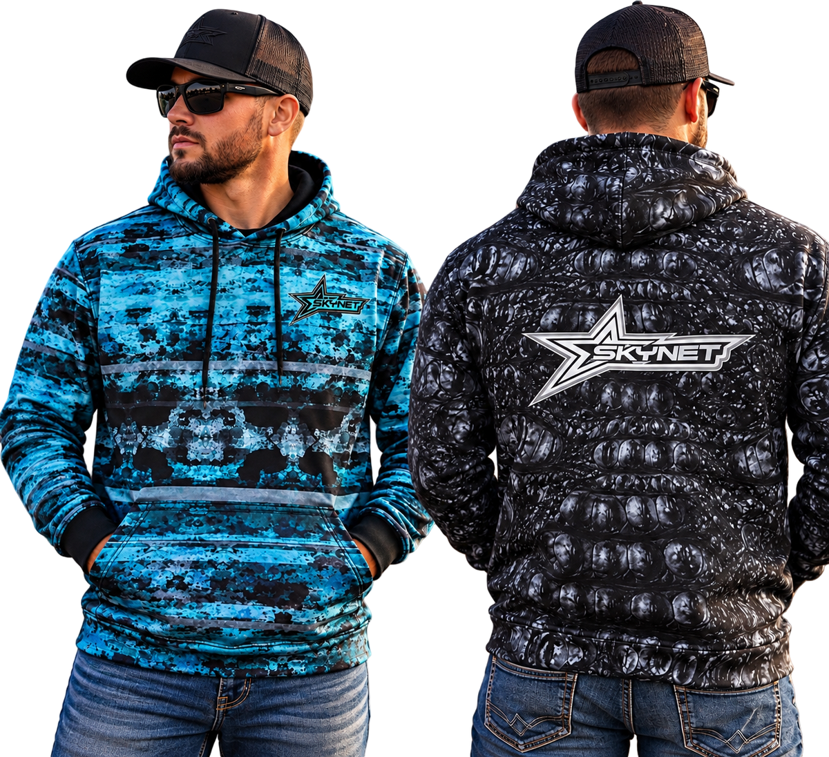 Teal Aztek & Black Croc Hoodie