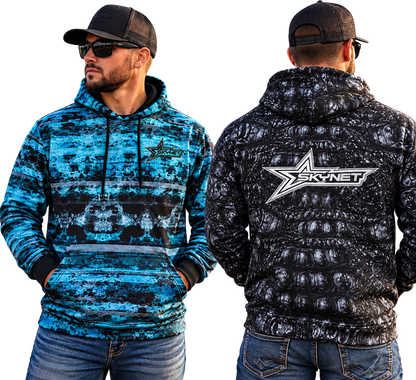 Teal Aztek & Black Croc Hoodie