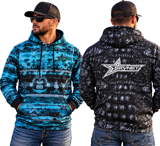 Teal Aztek & Black Croc Hoodie