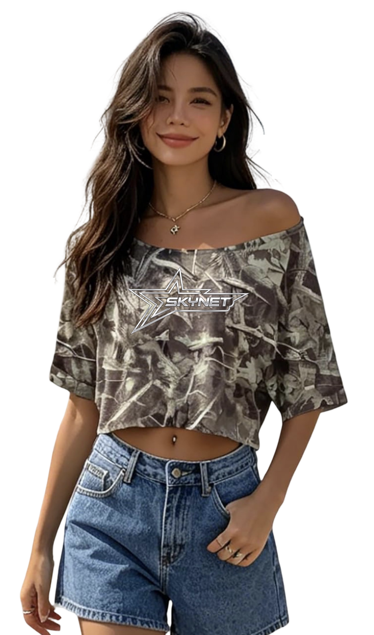 Women’s CROPPED off shoulder “Light” breathable shirt