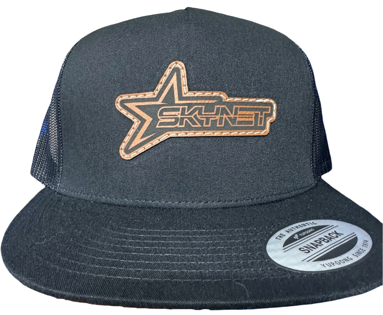 Black Flat Bill Stitched Logo