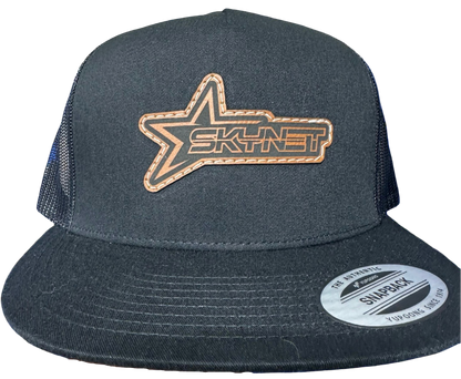 Black Flat Bill Stitched Logo