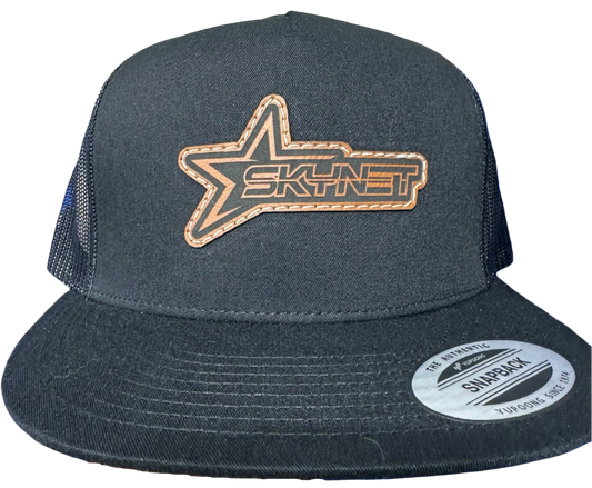 Black Flat Bill Stitched Logo