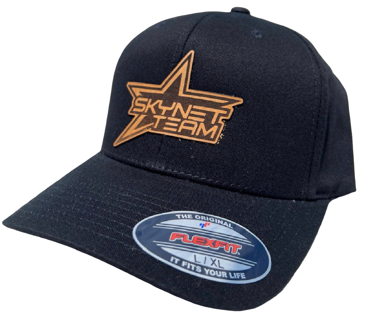 Black Curved Bill Flex Fit Tan Logo