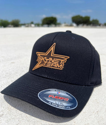 Black Curved Bill Flex Fit Tan Logo