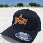 Black Curved Bill Flex Fit Tan Logo