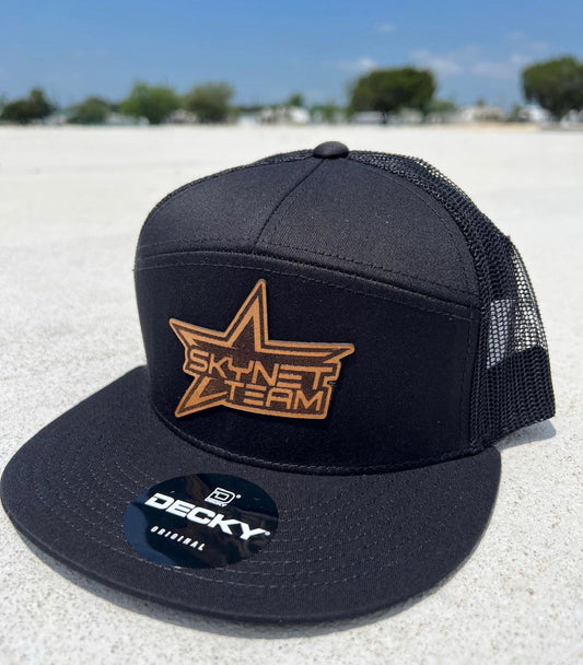 Black Flat Bill Tan Logo