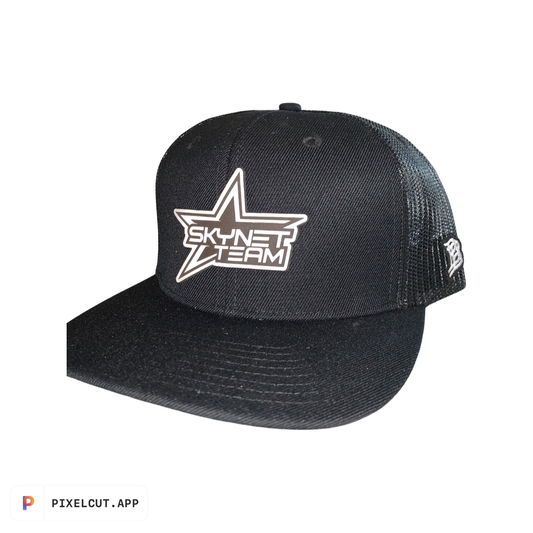 Curved Bill Trucker Black SnapBack - White Logo